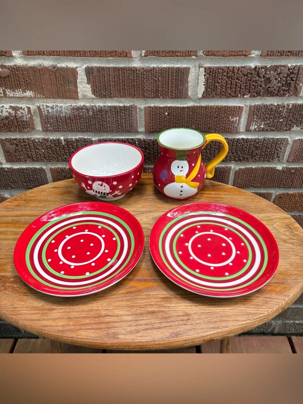 Ceramic Christmas Bundle 2 plates 1 Mug 1 Bowl holiday Christmas Gibson Pier 1